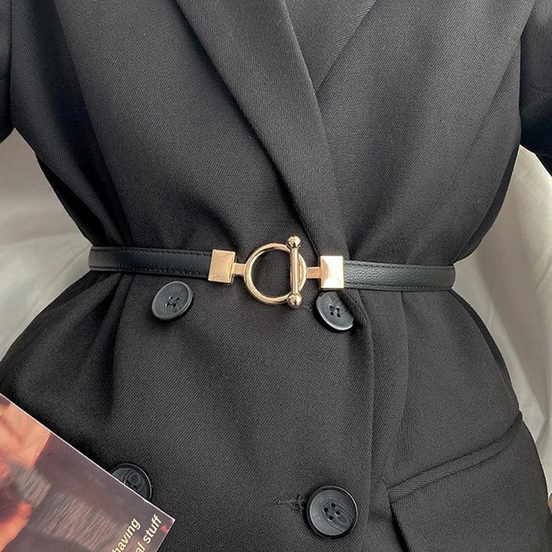 Leather Thin Belt Adjustable Waist Strap