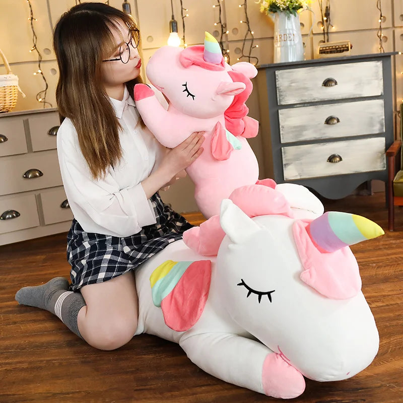 25-100cmKawaii Giant Unicorn Plush Toy Soft Stuffed Unicorn Soft Dolls Animal Horse Toys For Children Girl Pillow Birthday Gifts