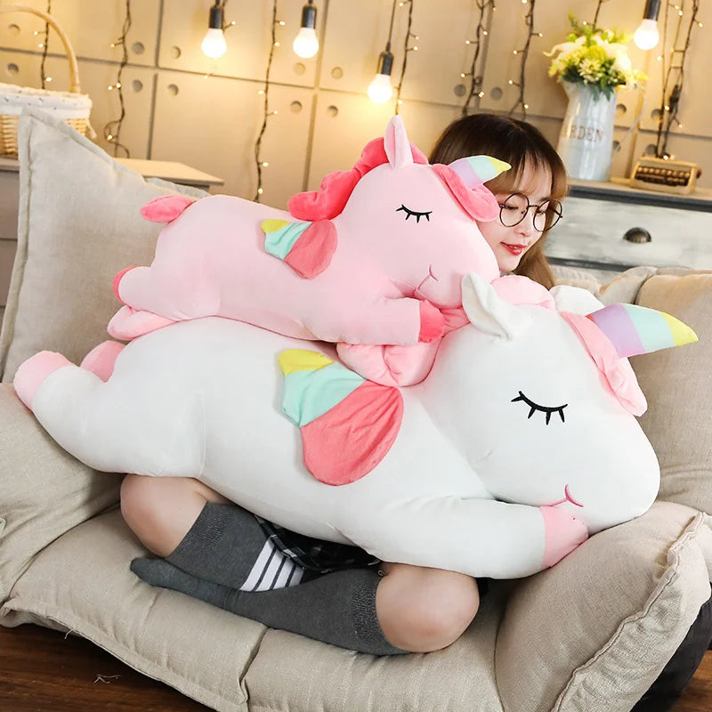 25-100cmKawaii Giant Unicorn Plush Toy Soft Stuffed Unicorn Soft Dolls Animal Horse Toys For Children Girl Pillow Birthday Gifts