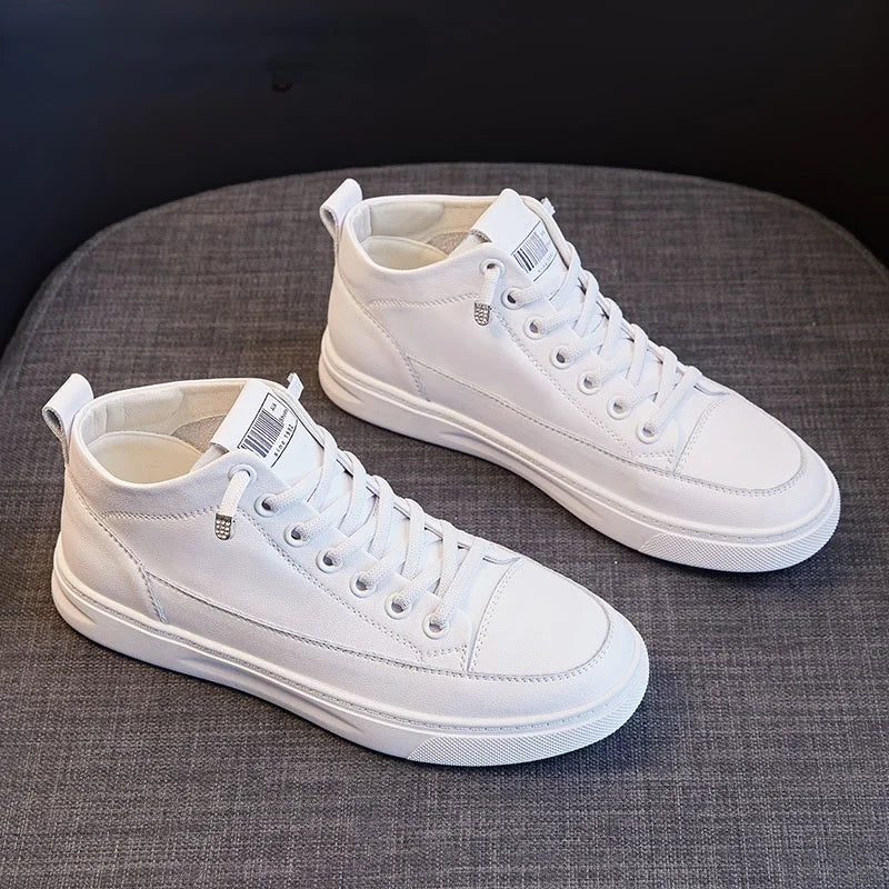 Genuine Leather High Top Sneakers Shoes