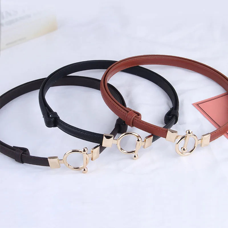 Leather Thin Belt Adjustable Waist Strap