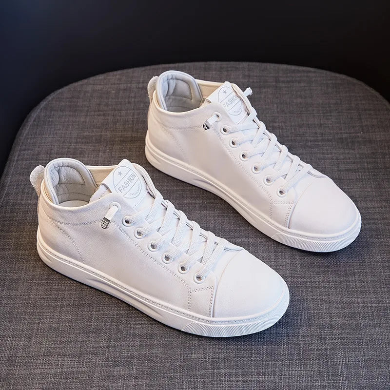 Genuine Leather High Top Sneakers Shoes