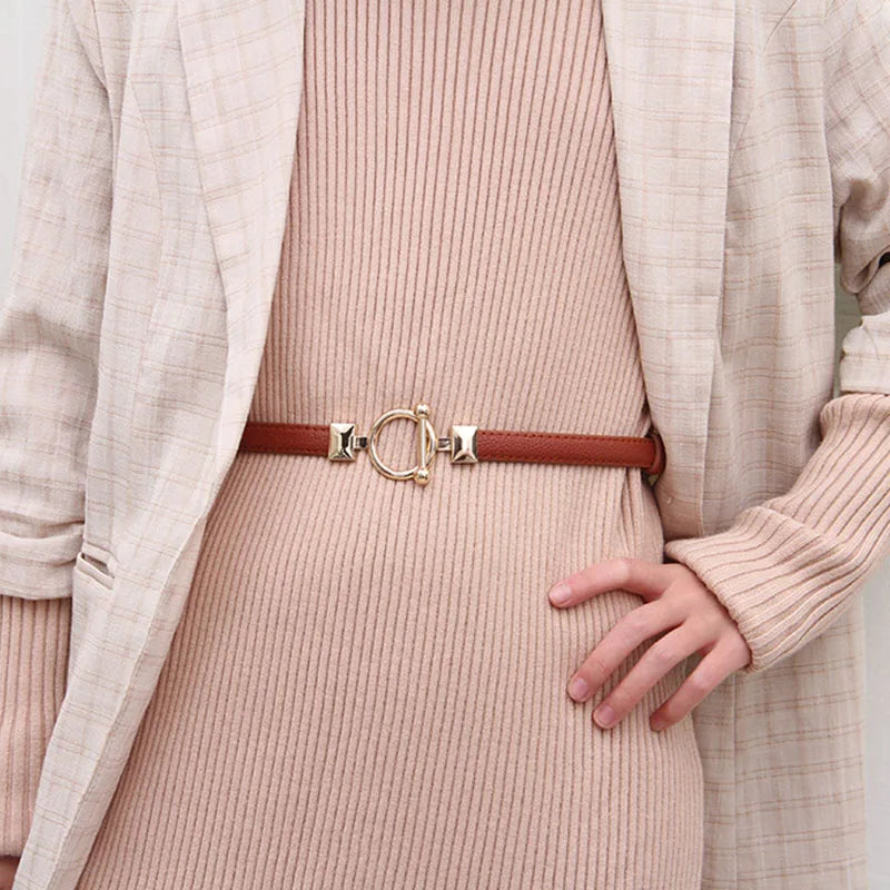 Leather Thin Belt Adjustable Waist Strap