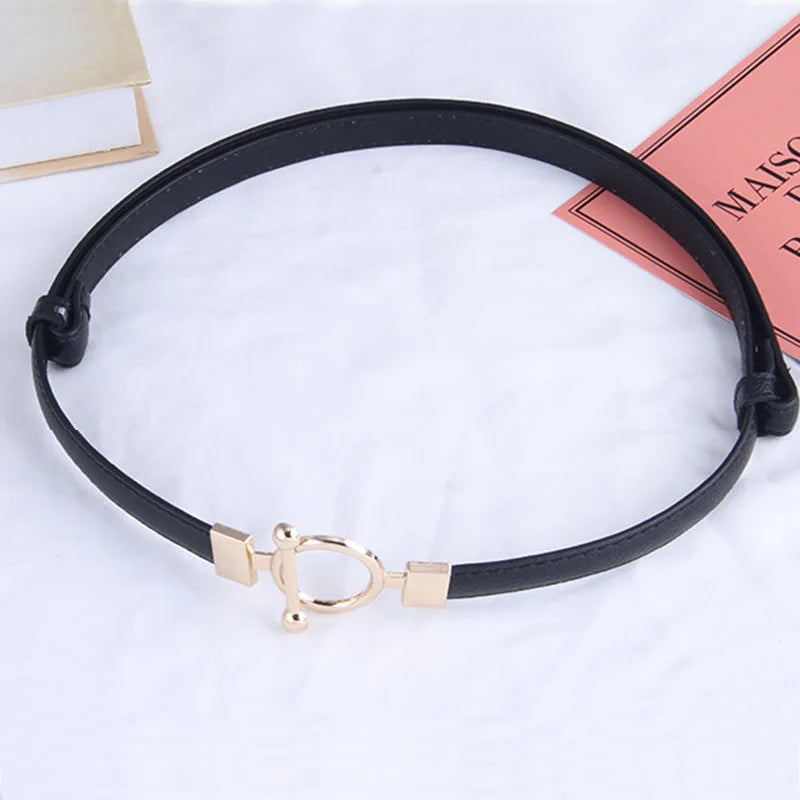 Leather Thin Belt Adjustable Waist Strap