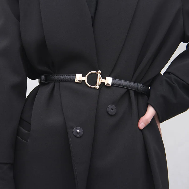 Leather Thin Belt Adjustable Waist Strap