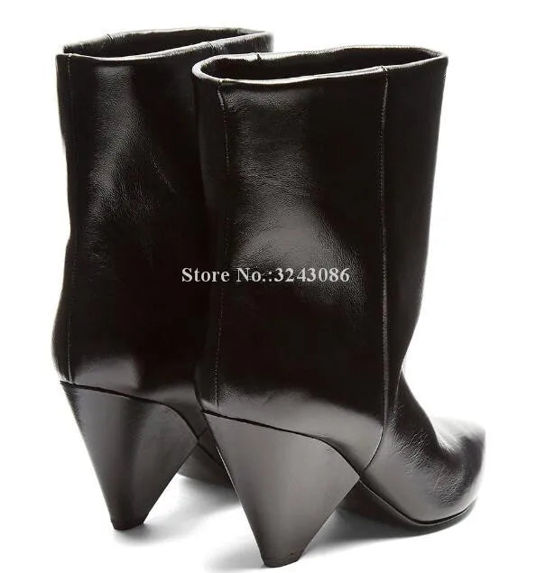 Leather Spike Heel Boots