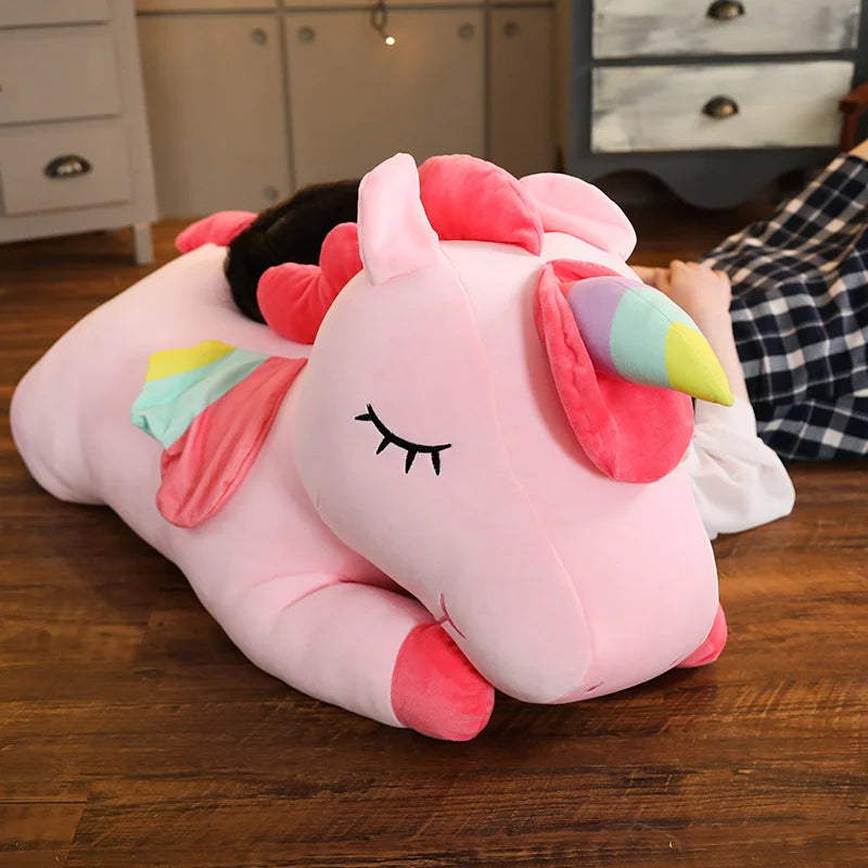 25-100cmKawaii Giant Unicorn Plush Toy Soft Stuffed Unicorn Soft Dolls Animal Horse Toys For Children Girl Pillow Birthday Gifts