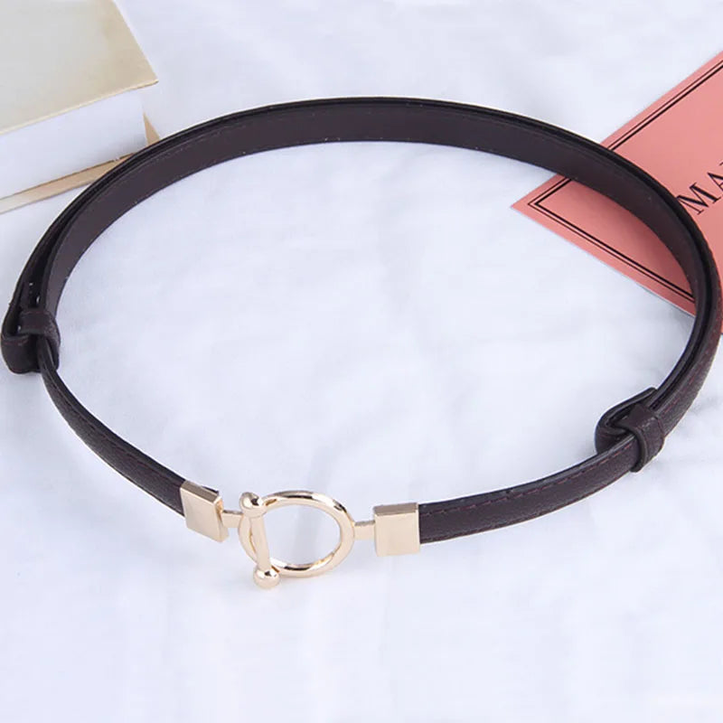 Leather Thin Belt Adjustable Waist Strap