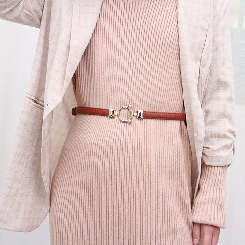 Leather Thin Belt Adjustable Waist Strap