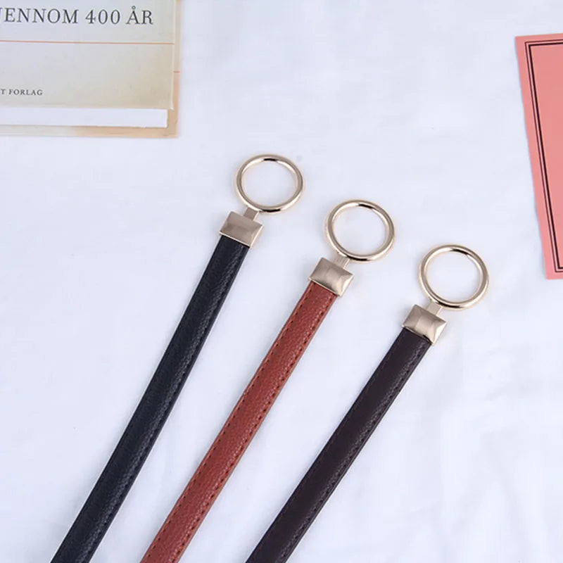 Leather Thin Belt Adjustable Waist Strap