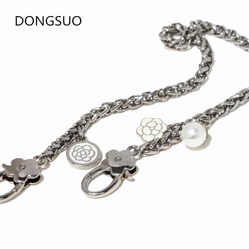 Silver Flower Handbag Chain Strap