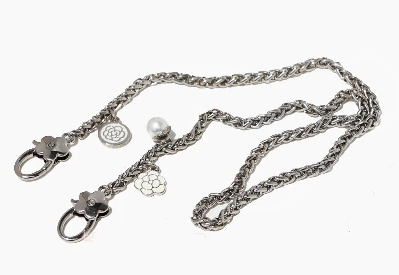 Silver Flower Handbag Chain Strap