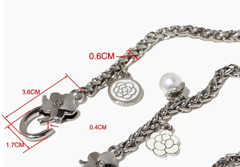 Silver Flower Handbag Chain Strap