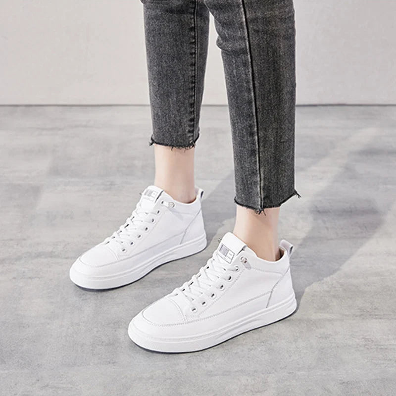 Genuine Leather High Top Sneakers Shoes