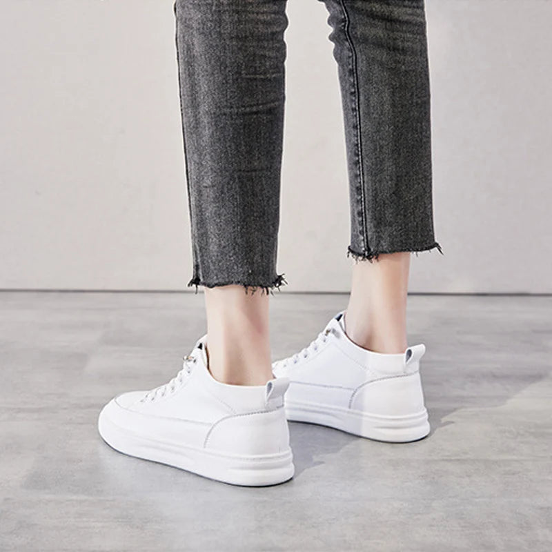 Genuine Leather High Top Sneakers Shoes