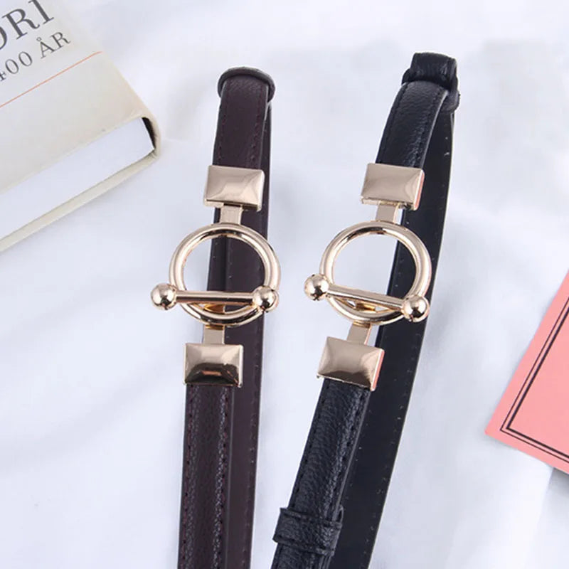 Leather Thin Belt Adjustable Waist Strap