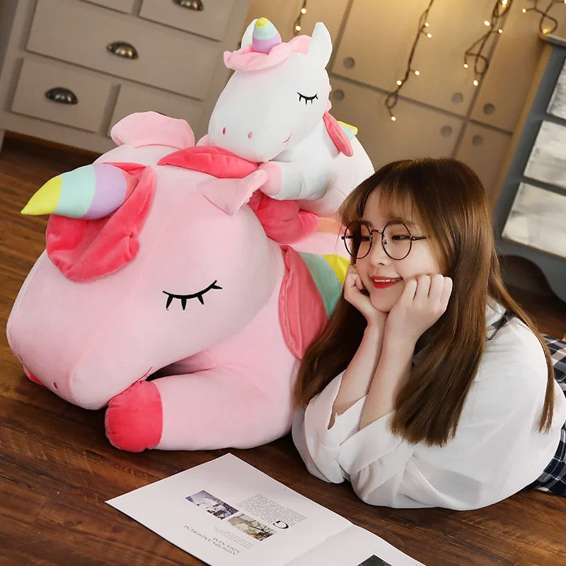 25-100cmKawaii Giant Unicorn Plush Toy Soft Stuffed Unicorn Soft Dolls Animal Horse Toys For Children Girl Pillow Birthday Gifts