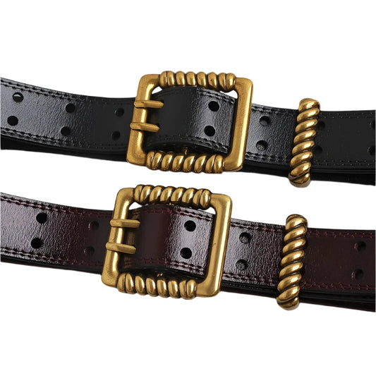 Gold Buckle Genuine Leather Belts