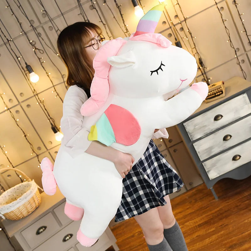 25-100cmKawaii Giant Unicorn Plush Toy Soft Stuffed Unicorn Soft Dolls Animal Horse Toys For Children Girl Pillow Birthday Gifts