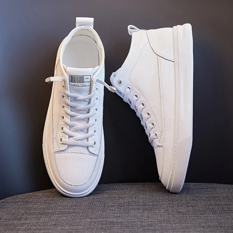 Genuine Leather High Top Sneakers Shoes