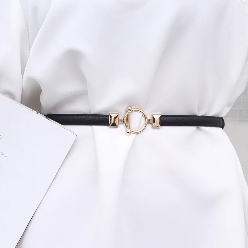 Leather Thin Belt Adjustable Waist Strap