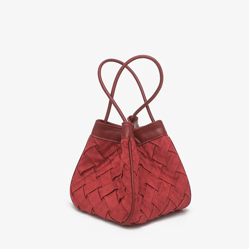 Weave Velvet Bucket Bag