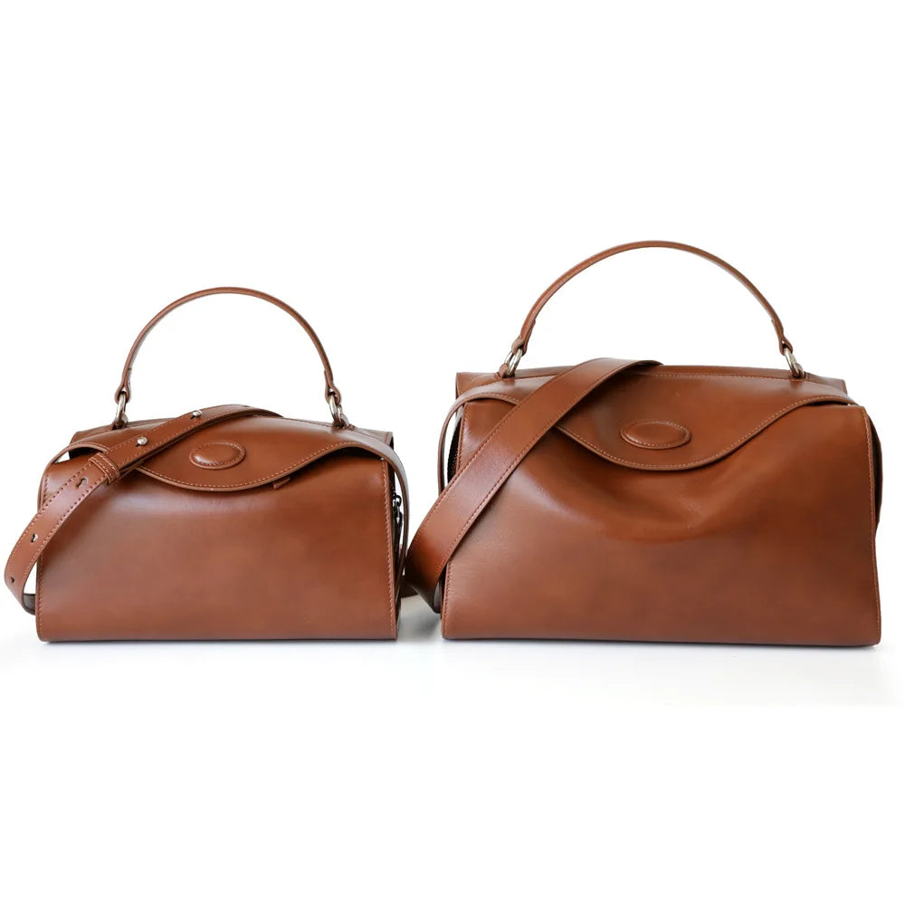 Retro Pillow  Tote Genuine Leather Handbags