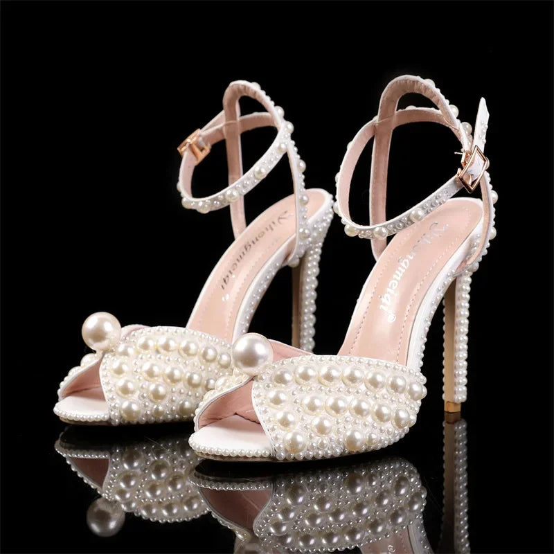 Pearls Studs Heels Sandals