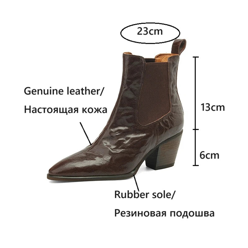 Genuine Leather Pointy Heel Boots