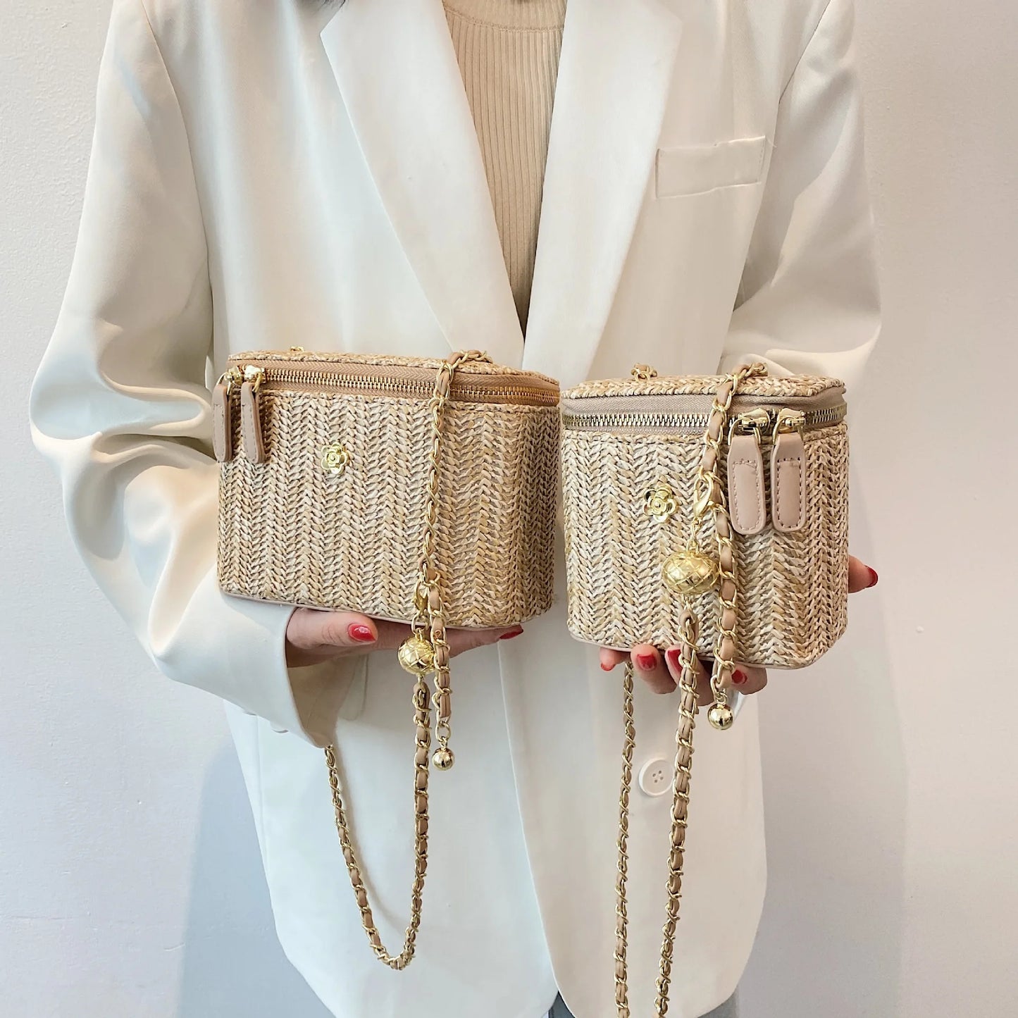 Mini Straw Bucket Bag