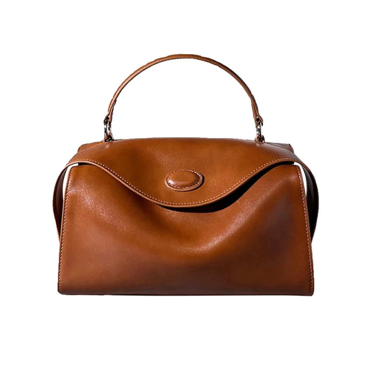 Retro Pillow  Tote Genuine Leather Handbags