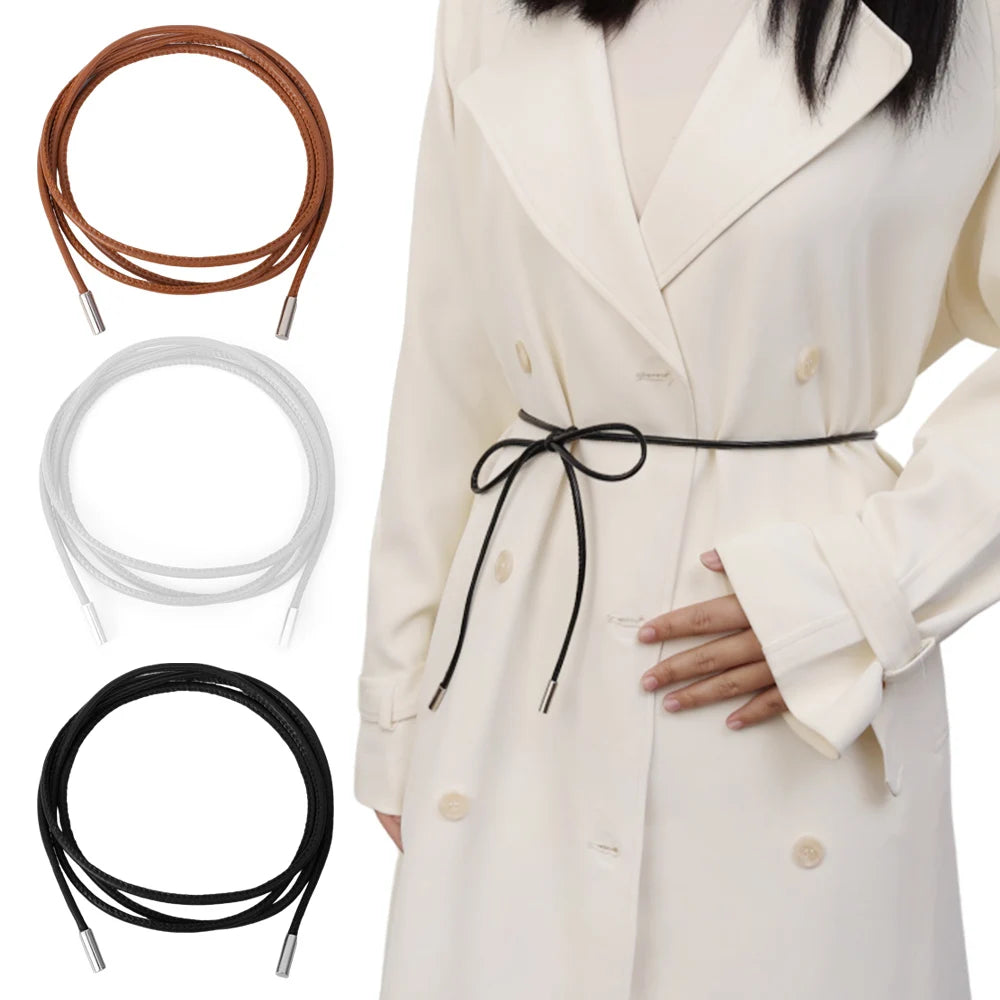 Waistband Leather Rope Thin Belt