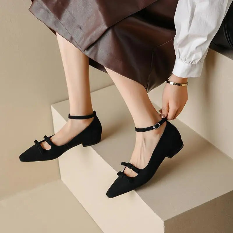 Suede Square Toe Flats