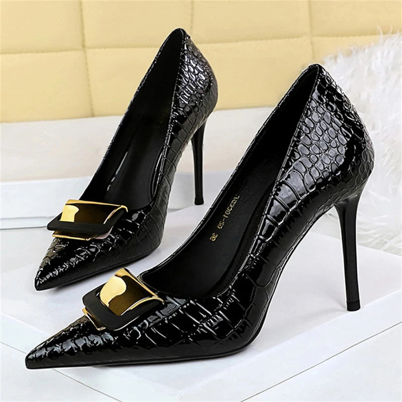 Metal Buckle Heels