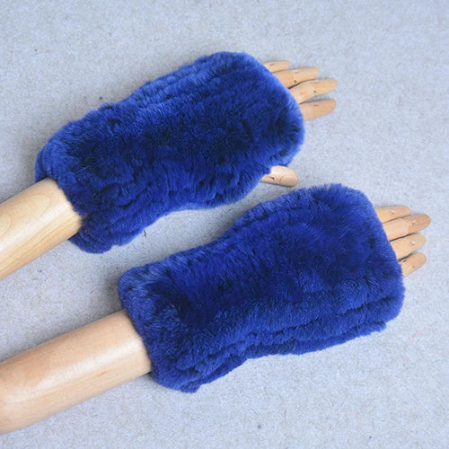 Genuine Knitted Rex Fur Mittens