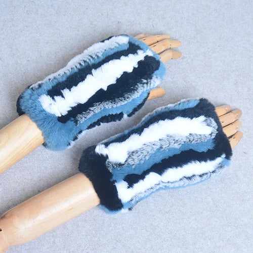 Genuine Knitted Rex Fur Mittens