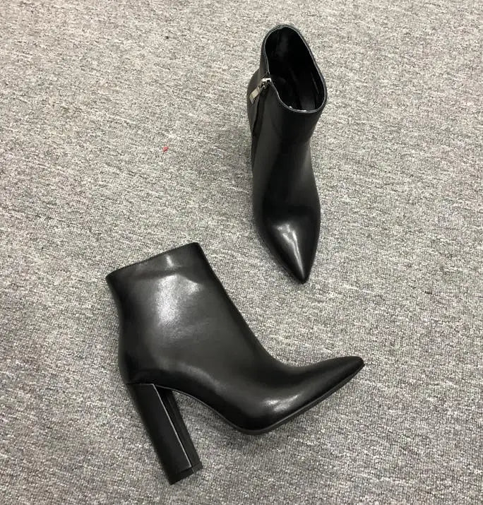 Genuine Leather Pointy Ankle Boots