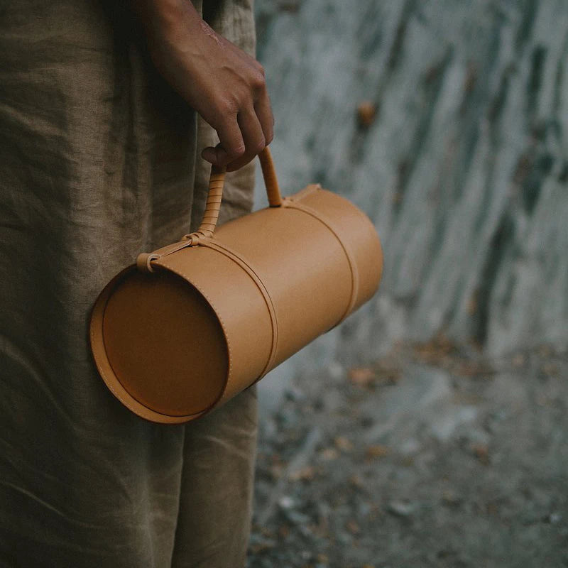 Leather Barrel Crossbody Bags