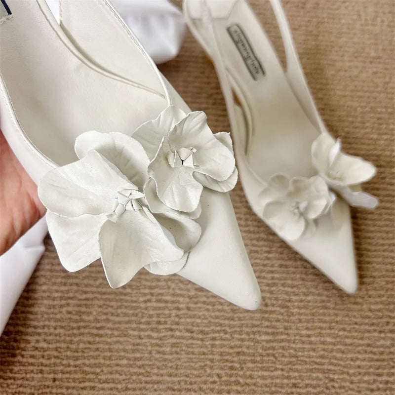 Flowers Slingback Low Heels