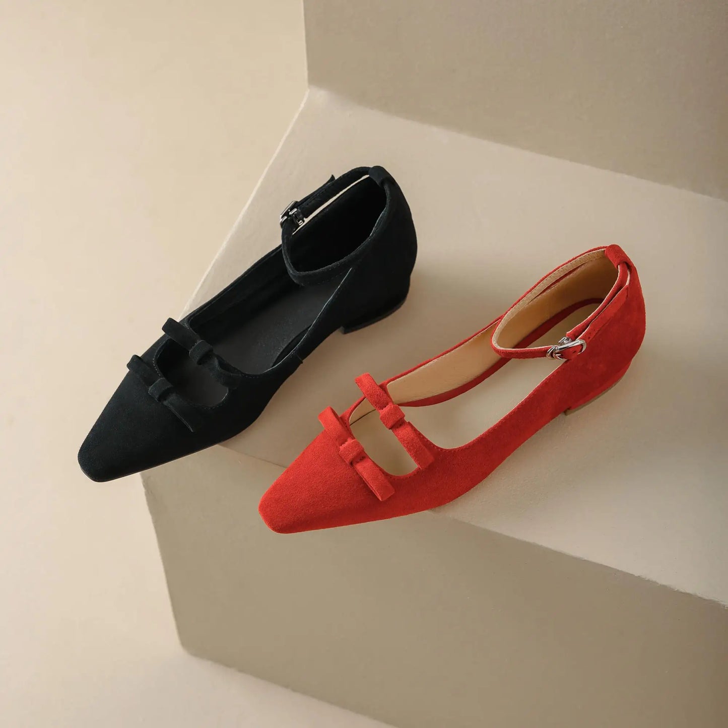 Suede Square Toe Flats