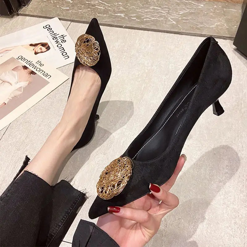 Suede Pointy Low Heels